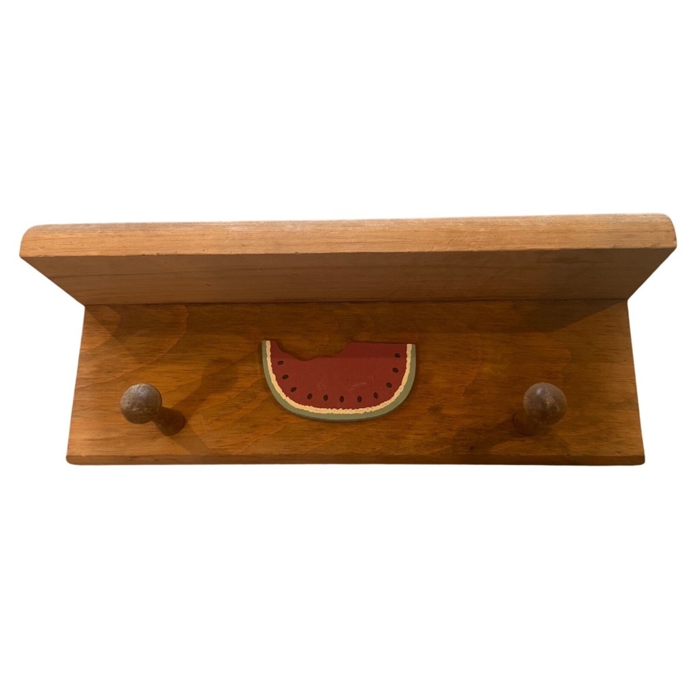 Vintage Rustic‎ Farmhouse Watermelon Wooden Wall Shelf with Peg kitchen decor